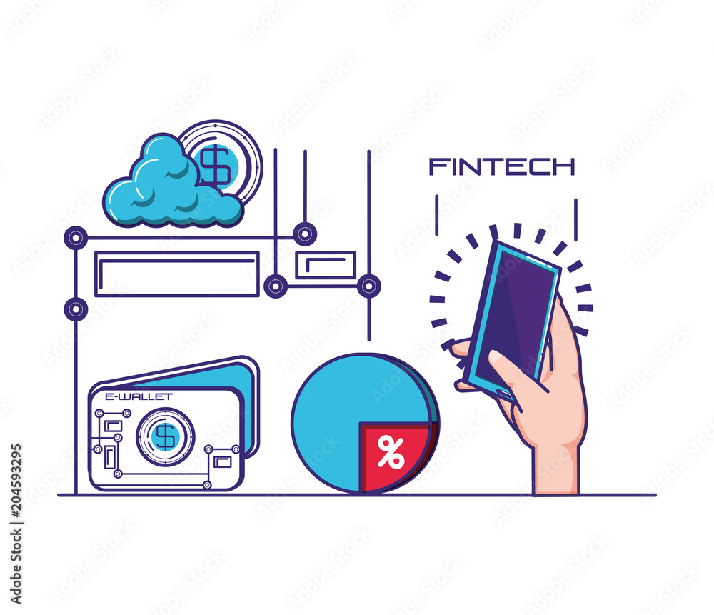 Fototapeta premium financial technology set icons vector illustration design