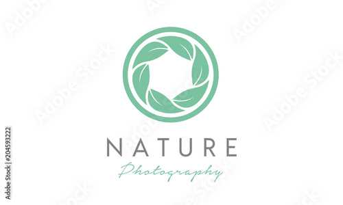 Aperture Shutter Lens Camera Leaf for Nature Photographer logo design inspiration