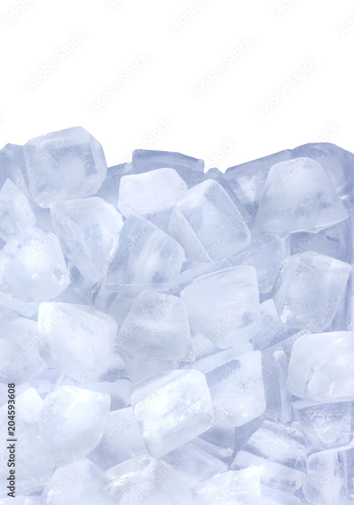 Ice cubes background or texture, copy space