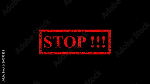 footage various motion style rubber stamp effect, stop, green chroma key, black and white background 