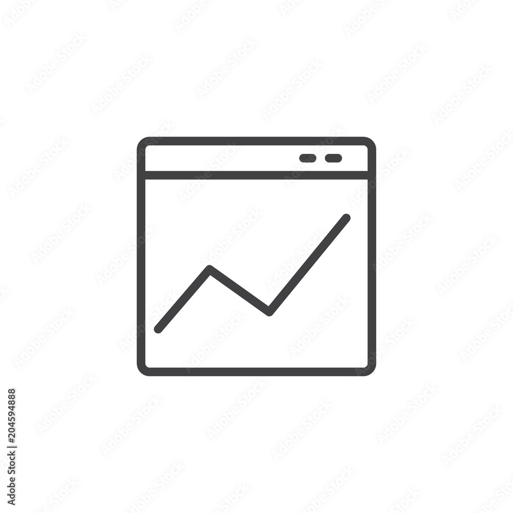 Line chart in browser outline icon. linear style sign for mobile concept and web design. Analysis window simple line vector icon. Symbol, logo illustration. Pixel perfect vector graphics Line chart in browser outline icon. linear style sign for mobile concept and web design. Analysis window simple line vector icon. Symbol, logo illustration. Pixel perfect vector graphics