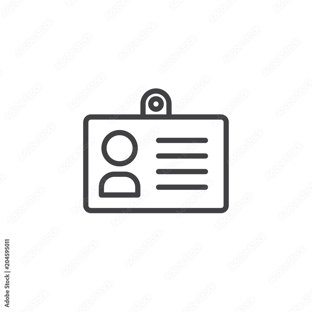 Id card outline icon. linear style sign for mobile concept and web design. User badge simple line vector icon. Symbol, logo illustration. Pixel perfect vector graphics Id card outline icon. linear style sign for mobile concept and web design. User badge simple line vector icon. Symbol, logo illustration. Pixel perfect vector graphics