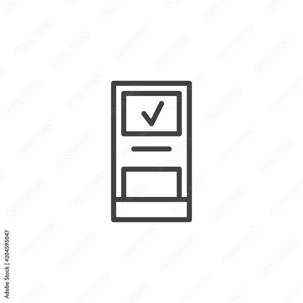 Online shopping outline icon. linear style sign for mobile concept and web design. Completed Task simple line vector icon. Symbol, logo illustration. Pixel perfect vector graphics Online shopping outline icon. linear style sign for mobile concept and web design. Completed Task simple line vector icon. Symbol, logo illustration. Pixel perfect vector graphics