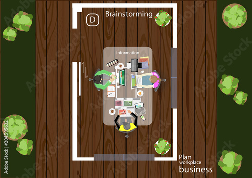 Business Meeting Training  Brainstorm for Success Creativity  Idea and  Plan  think analyze creative work,flat design illustration.