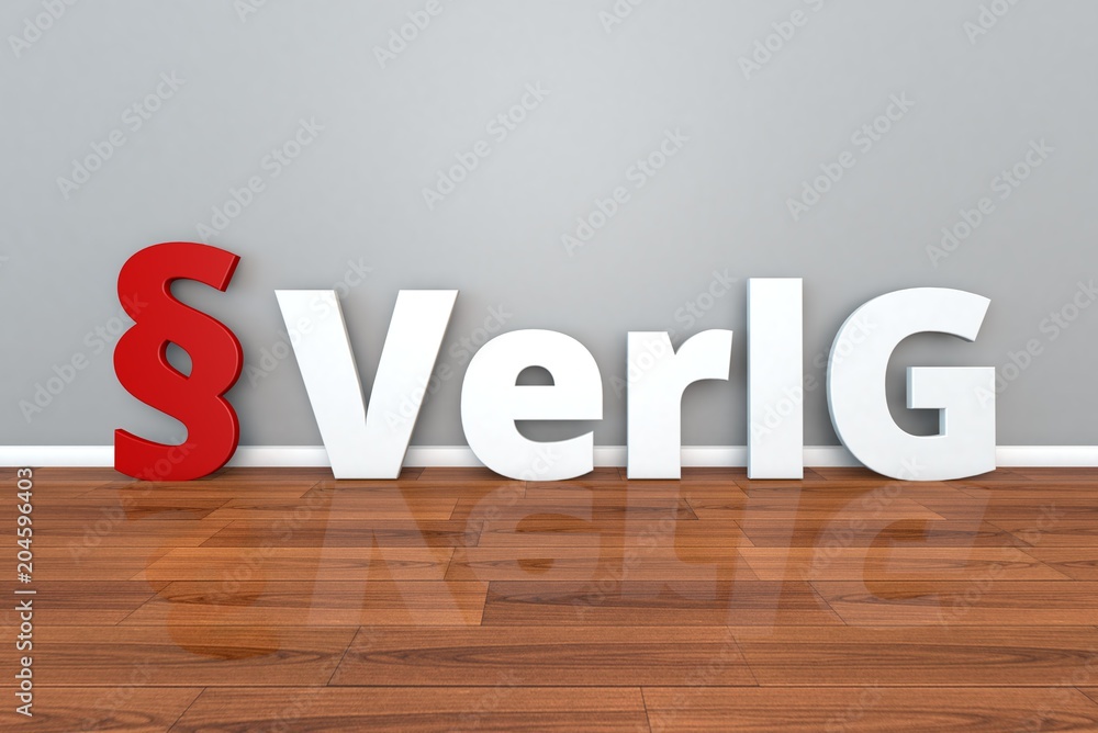 German Law VerlG abbreviation for Law on the publishing right 3d illustration German Law VerlG abbreviation for Law on the publishing right 3d illustration