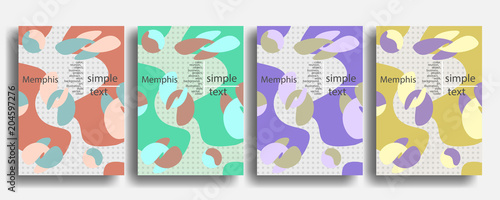 Cover template with figures of geometry memphis style for brochures, posters, banners.