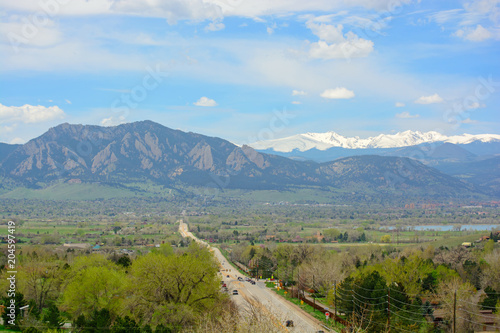 Boulder, Colorado and the Flatirons Mountains on a Sunny Day