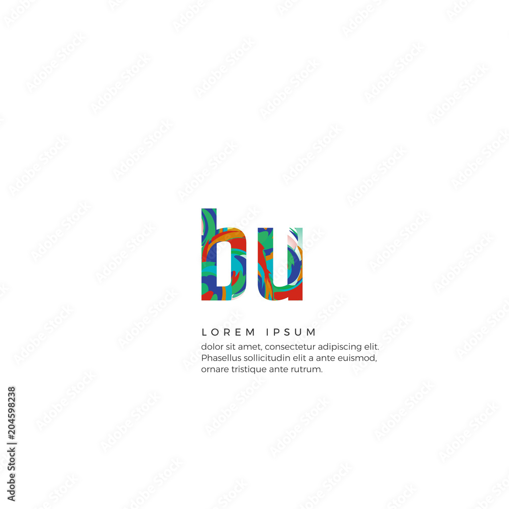 Initial BU Colorful Logo Design. Can be adapt to Corporate identity, logo, icon, symbol and brand identity.