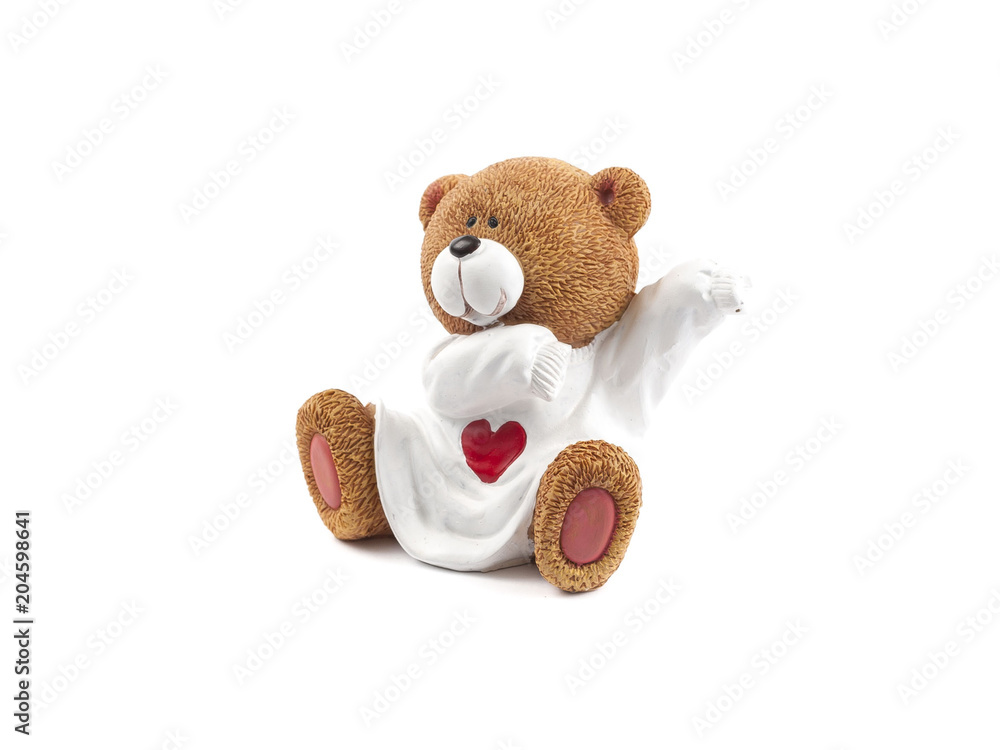 Plastic toy animal bear isolated on white background