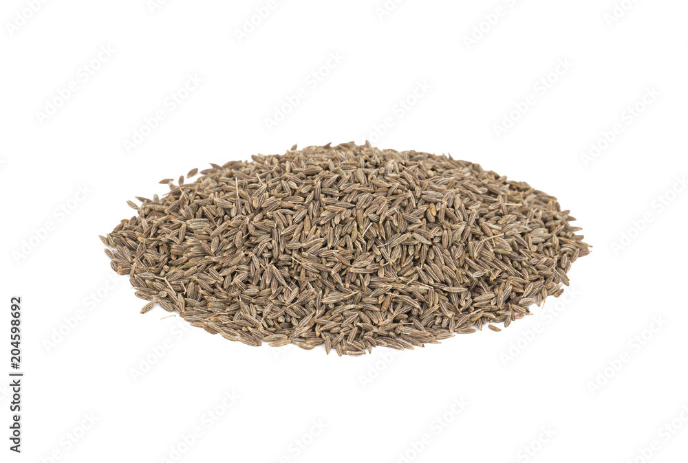 Pile of Dried Cumin Seeds Also Know as Caraway, jira or jeera Its seeds are used in the cuisines of many different cultures isolated on white Background Pile of Dried Cumin Seeds Also Know as Caraway, jira or jeera Its seeds are used in the cuisines of many different cultures isolated on white Background