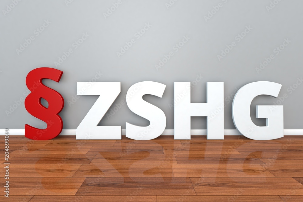 German Law ZSHG abbreviation for Law on the harmonization of the protection of endangered witnesses 3d illustration German Law ZSHG abbreviation for Law on the harmonization of the protection of endangered witnesses 3d illustration