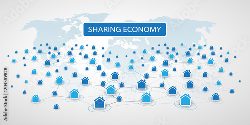 Sharing Economy - Home Renting, Peer to Peer Accommodation or Smart Home Network Design Concept