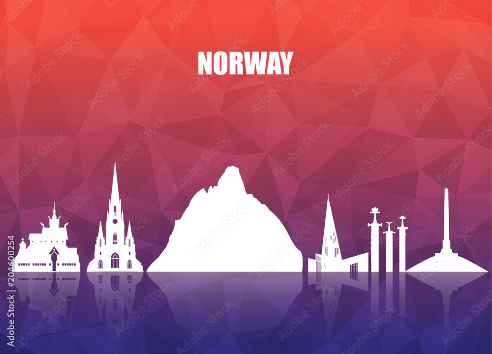 Norway Landmark Global Travel And Journey paper background. Vector Design Template.used for your advertisement, book, banner, template, travel business or presentation.