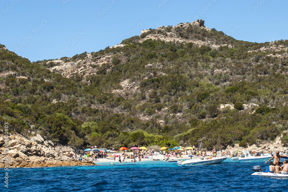 Obraz premium LA MADDALENA, SARDEGNA, Emerald sea, Vulcanic rocks and white sand beaches at La Maddalena, Spargi Island, Sardinia, Italy