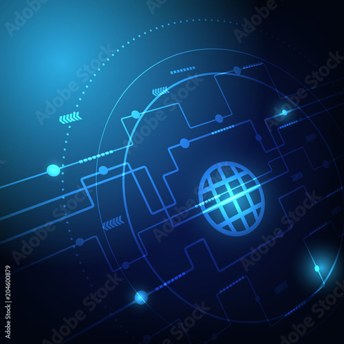 Global network connection with business concept and world map, vector 