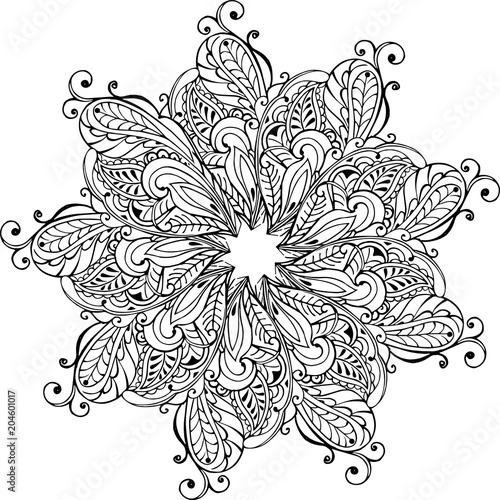 Hand drawn mandala flowers and paisley for the anti stress coloring page