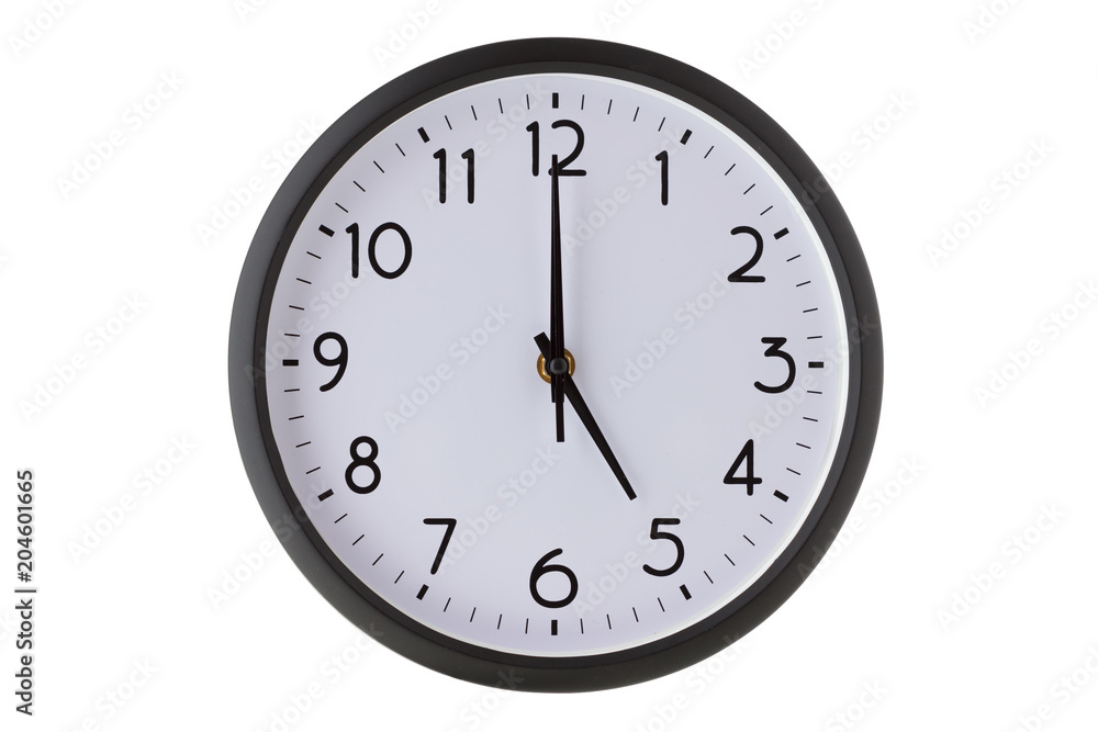 Round office wall clock on white, Round office wall clock on white,