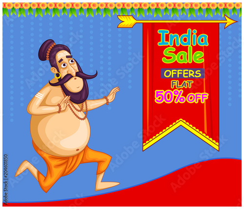 cartoon style Indian sadhu character illustration