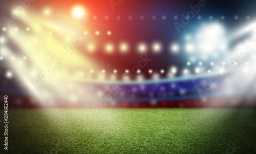 Fotografía Soccer field and spotlight background in the stadium