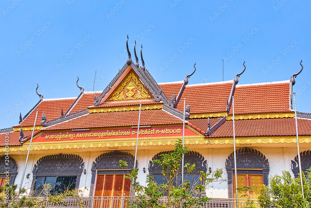Fototapeta premium Wat Preah Prom Rath beautiful temple roof in Siem Reap, Cambodia