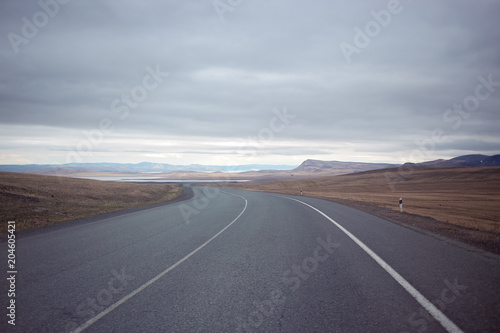 empty road in Khakassia, Siberia, Russia