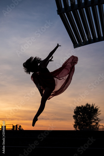 Elegant ballet dancer woman dancing ballet in the city © Netfalls