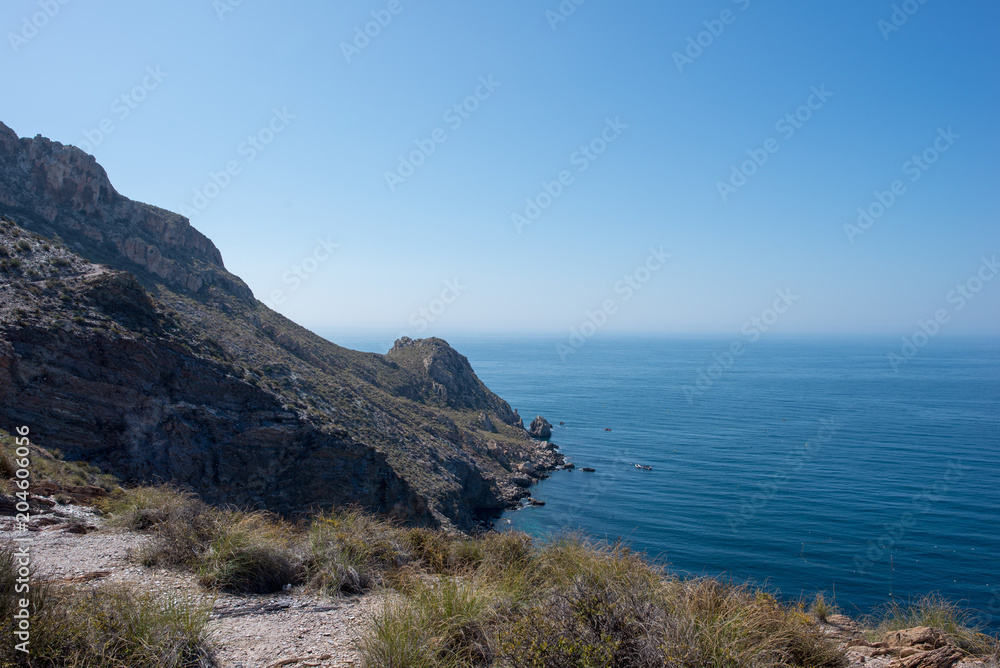 The sea in Calabardina under the blue sky, Murcia The sea in Calabardina under the blue sky, Murcia