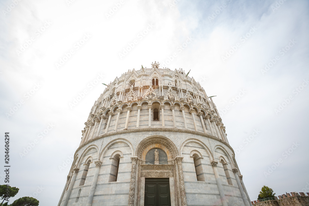 The Pisa Baptistery of St. John, Roman Catholic ecclesiastical building in Pisa, Italy.