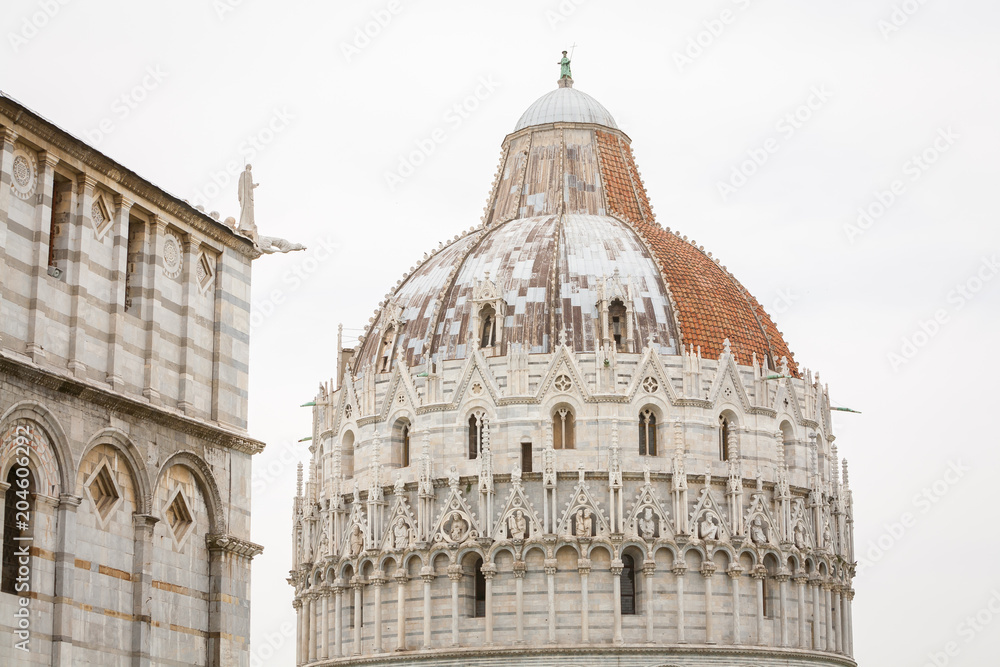 The Pisa Baptistery of St. John, Roman Catholic ecclesiastical building in Pisa, Italy.