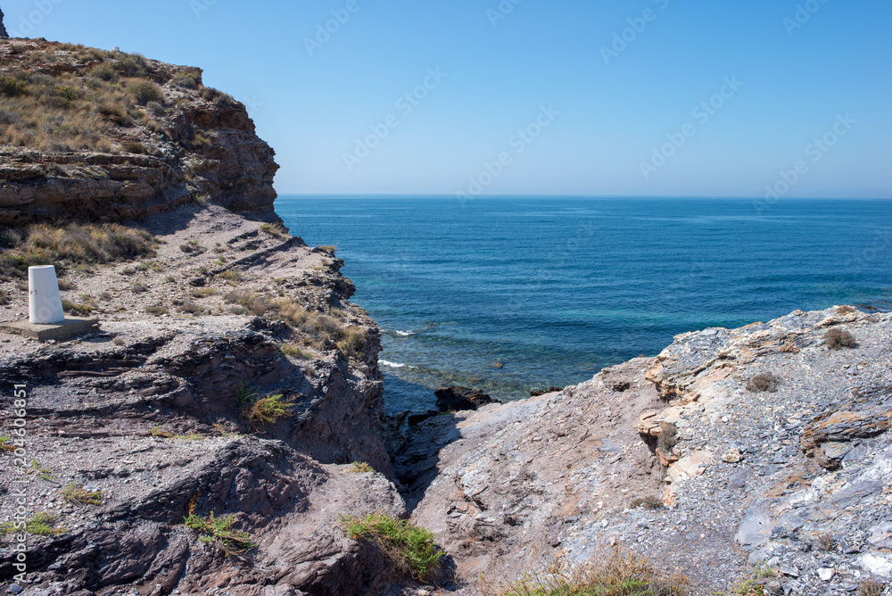 The sea in Calabardina under the blue sky, Murcia