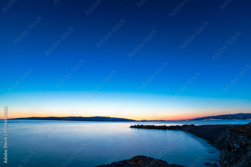 Late evening in the bay of Senj, Croatia
