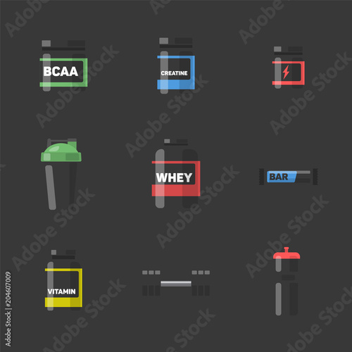 Vector set of Sport and fitness nutrition.
