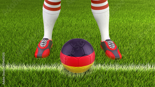 Man and soccer ball with German flag 