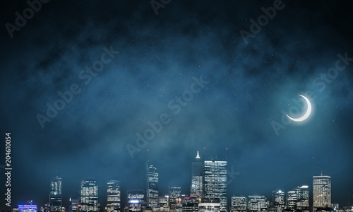 Night view of modern cityscape.