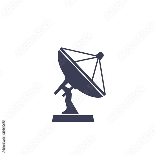 satellite dish, antenna vector icon on white