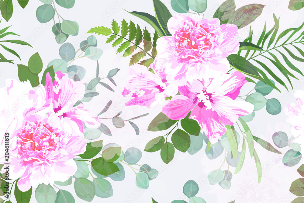 Obraz Kwiatowy wzór. Letni kwiatowy nadruk. Ilustracji wektorowych. Styl akwareli