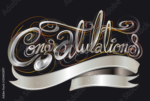 Congratulations classic font silver color greeting sign