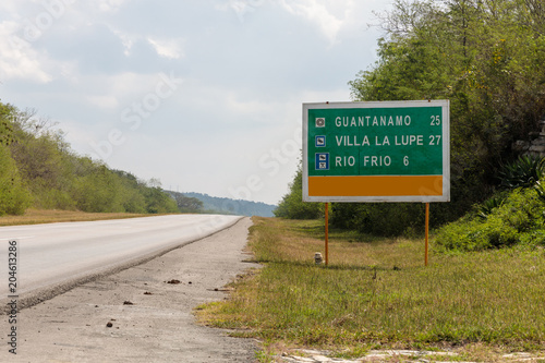 Vászonkép Sign on the Street at Border to the Guantanamo province, Cuba