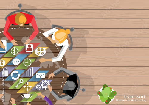 Business Meeting Training  Brainstorm for Success Creativity  Idea and  Plan  think analyze creative work,flat design illustration.