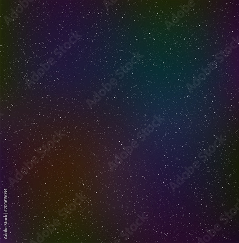 Night starry sky, cosmic dust. Dark background with bright particles.