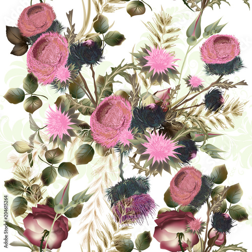 Botanical floral pattern with field flowers for design. Ideal for fashion fabric designs