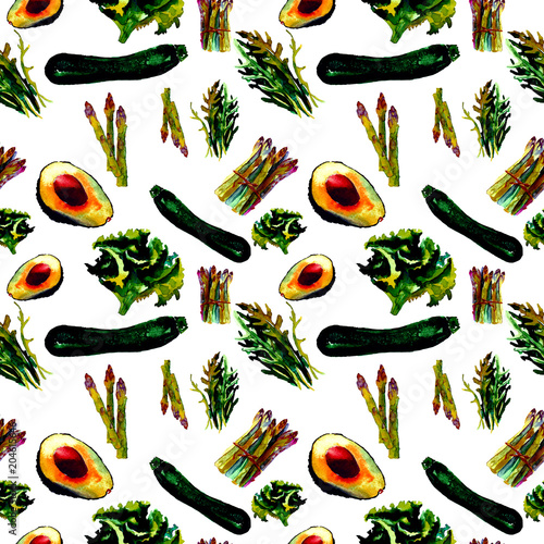 Fototapeta Naklejka Na Ścianę i Meble -  Vegetables Seamless Pattern. Repeatable Pattern with Healthy Food. 