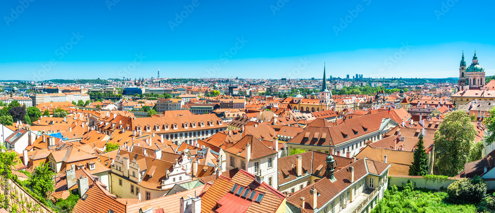 Bird view of Old Town in Prague, Czech Republic, summer