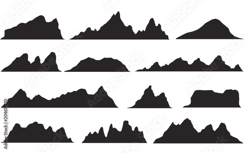 Tela Set of black and white mountain silhouettes