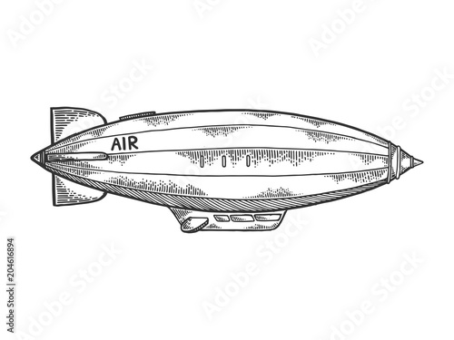 Airship dirigible engraving vector illustration