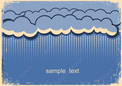 Rain poster with dark raining clouds for text