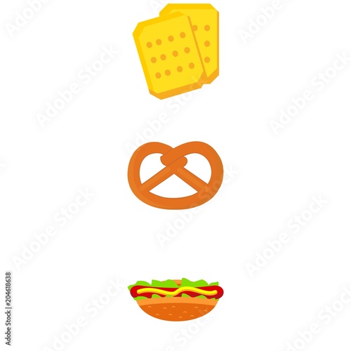 icons about Food with burger, menu, diet, pretzel and breakfast