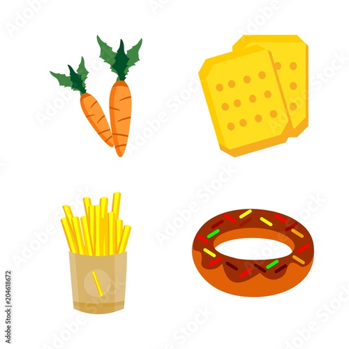 icons about Food with carrot, tasty, bite, fastfood and donut