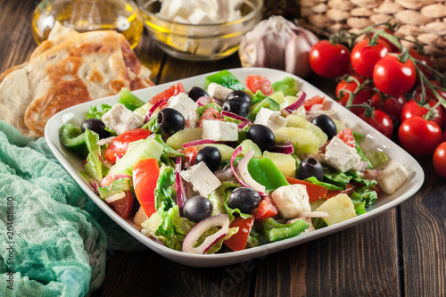 Greek salad with fresh vegetables