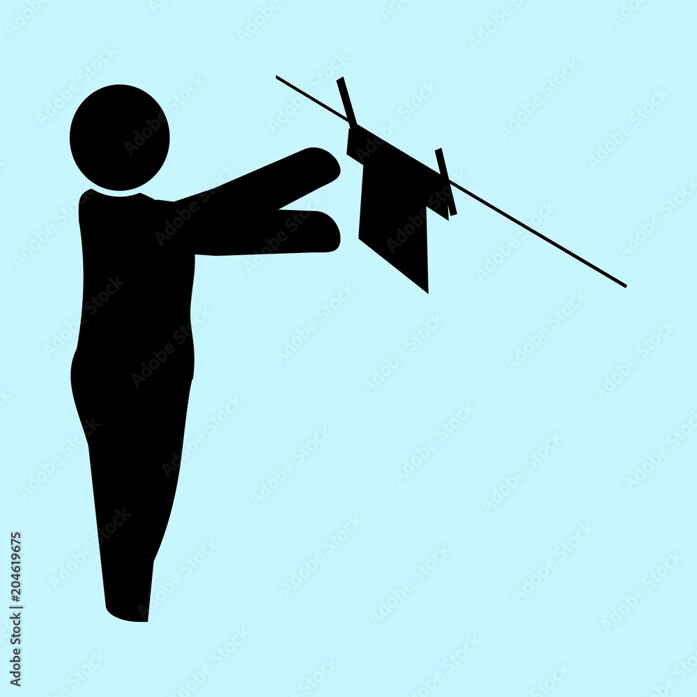 Obraz premium icons about Human with hang up, label, standing, dry and kitchen